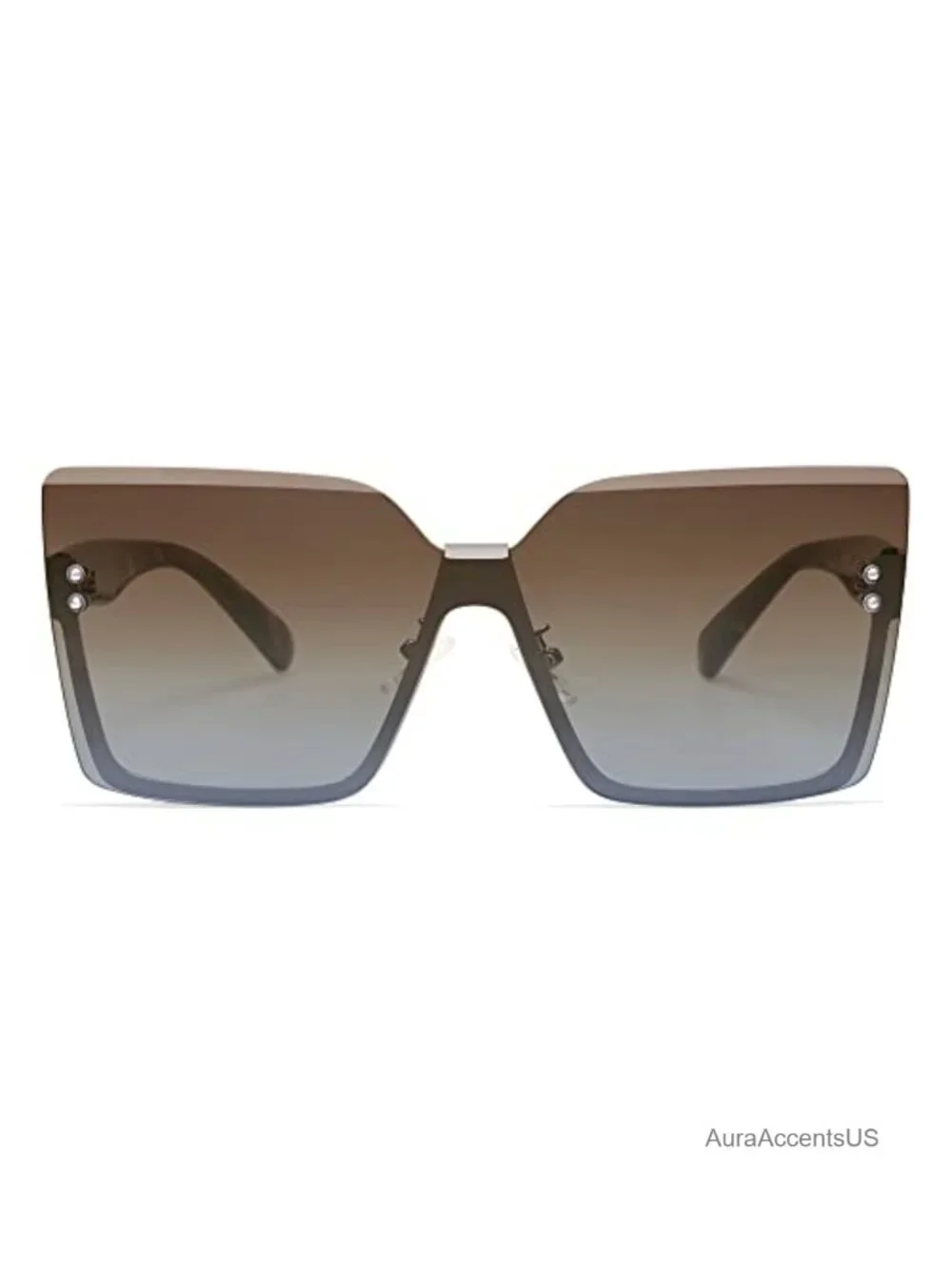 Oversized Square Rimless UV400 Sunglasses Retro Vintage Full-Frame Adult